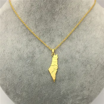 

Wholesale Israel Map Pendant Necklace For Women Trendy Collar Custom Jewelry Chain Choker Necklace Gift Silver Gold Color