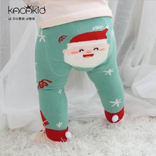 Очаровательные хлопковые детские леггинсы осенние детские штаны с рисунком щенка и Санта-Клауса для девочек детские леггинсы на Рождество для детей от 0 до 24 месяцев
