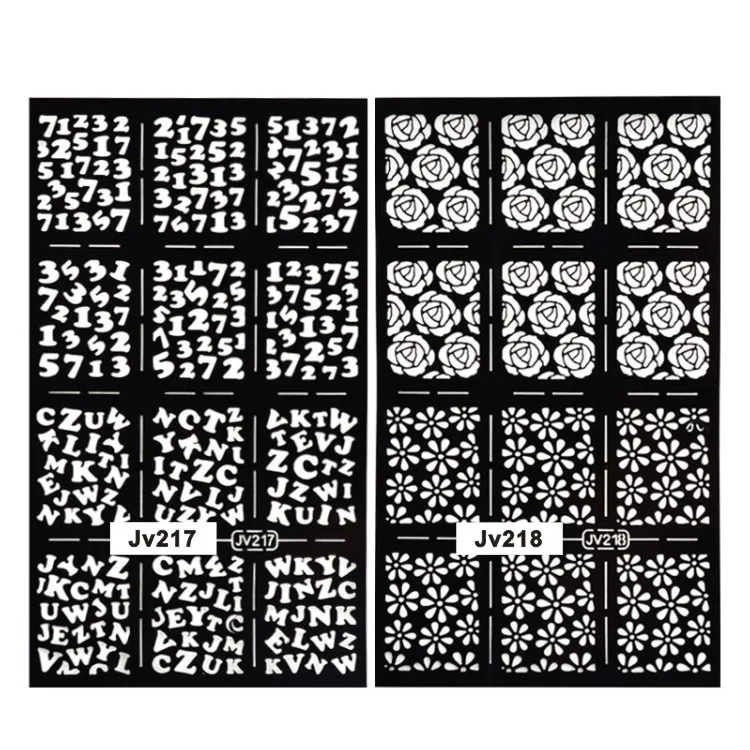 Estilos para a Escolha Lote Preto Fácil Carimbo Faça Você Mesmo Adesivos Oco Flor Coração Geometria Padrão Unhas Arte Decorações 20 10 Pçs - 9 Cheap Adesivos e decalques