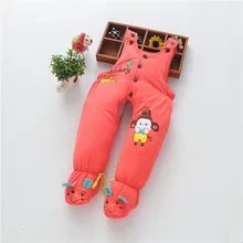 Коллекция года, зимние штаны с хлопковой подкладкой штаны с рисунком для новорожденных, носки теплые зимние комбинезоны для маленьких мальчиков и девочек спортивная одежда, штаны
