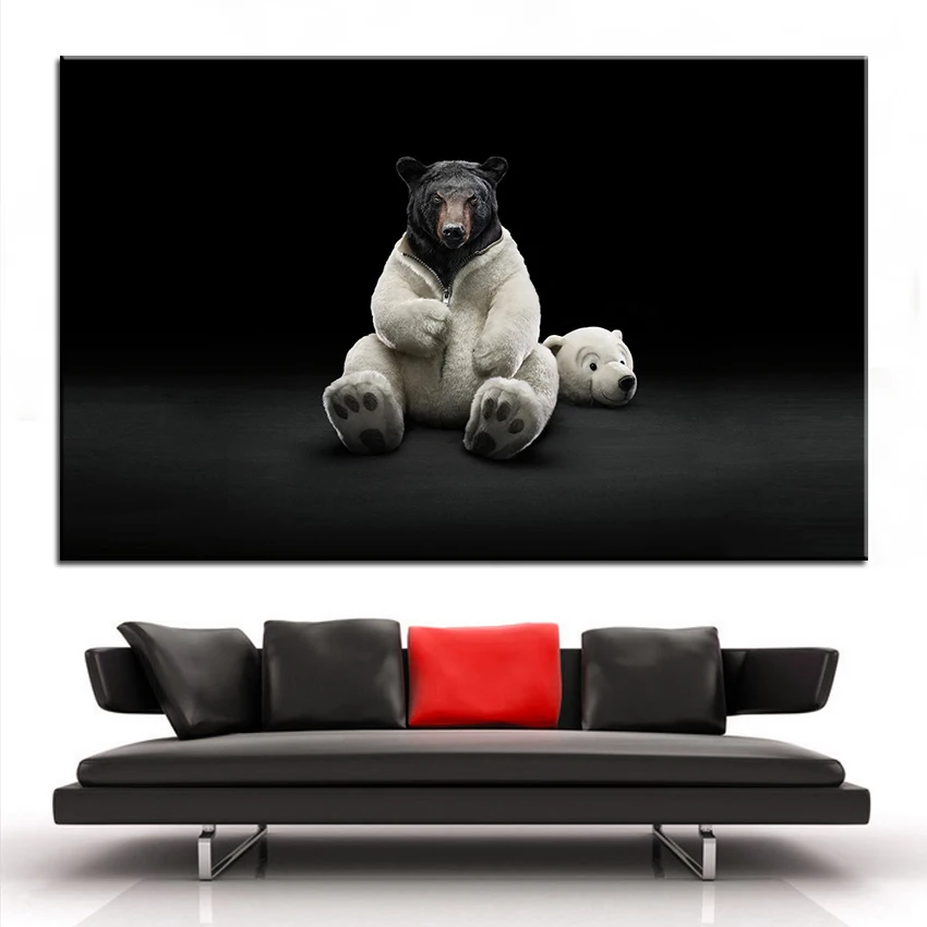Large size Printing Oil Painting bear Wall painting Decor black bear