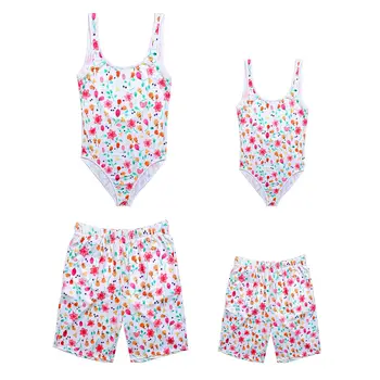

Floral Print Family Matching Swimwear Men Women Kid Boy Girl One Piece Sunshine Swimsuit