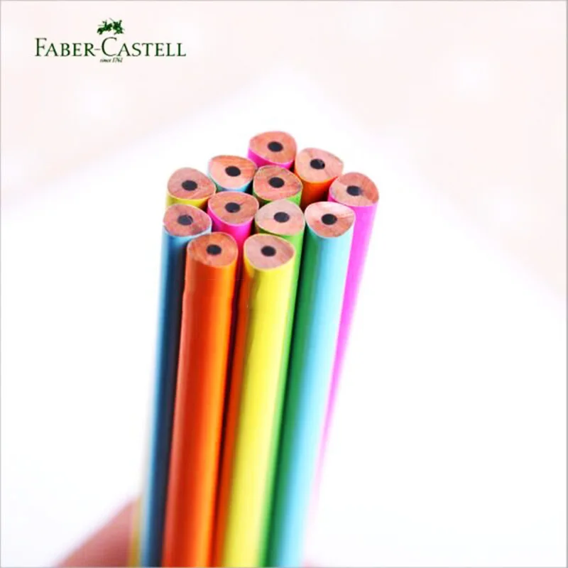 12pcs Faber castell Pencils Colorful Triangle Standard 2H 2B HB Pencils for Kids Student School Office
