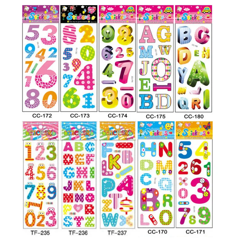 10 листов различных 3D наклейки с милыми рисунками игрушки Pegatinas игрушки для детей на дневник телефон ноутбук новогодние подарки фигурка алфавит