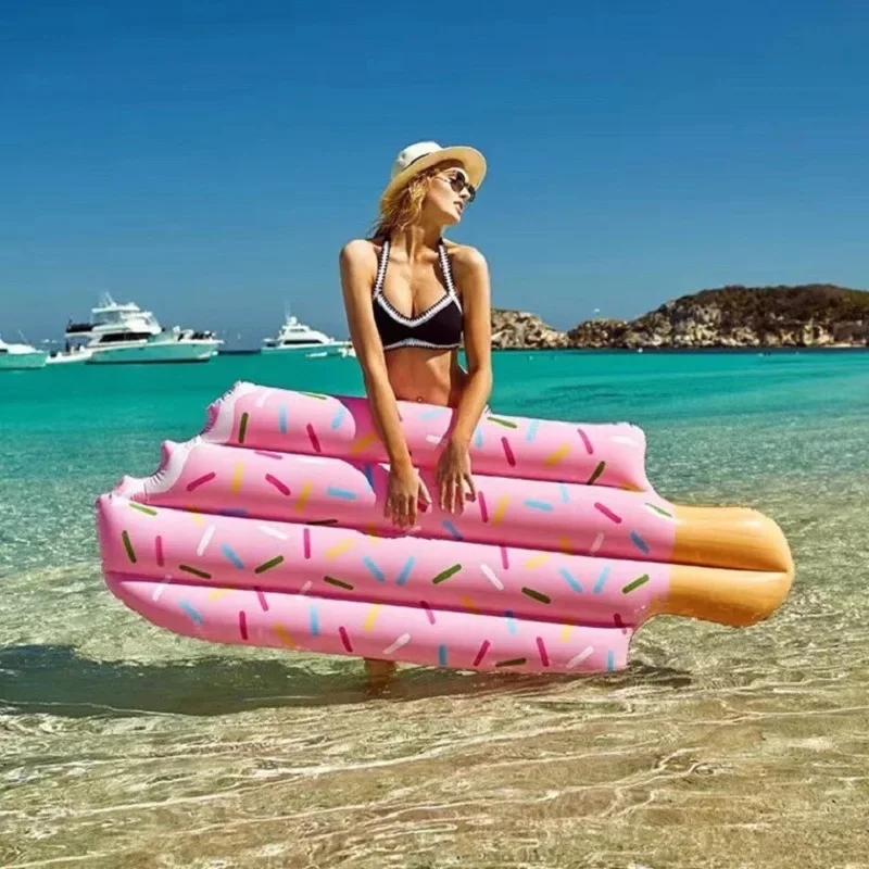

2018 Summer Swimming Pool Inflatable Water Ice Cream Floating Row Inflatable Mount Thick PVC Air Mattress Swimming For Adults #E