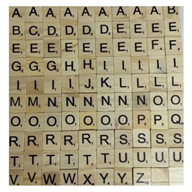 100Pcs Wooden Alphabet Scrabble Tiles Black Letters & Numbers For Crafts Wood Digital Puzzle 4