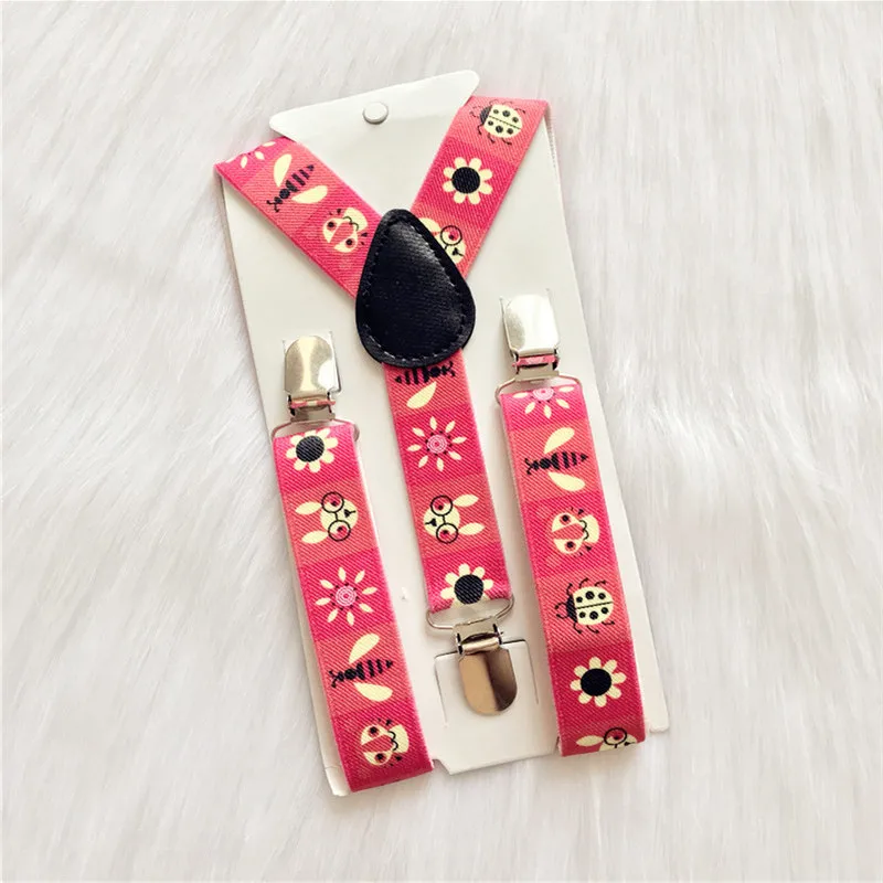 Children Red Flowers Cartoon Cute Blue Suspenders Baby Boys and Girls