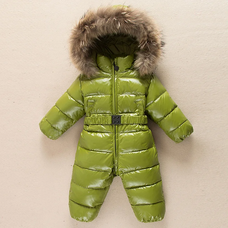 Одежда для новорожденных в русском стиле Зимний комбинезон, теплая верхняя одежда и пальто, куртка для девочек, одежда для малышей парка для мальчиков зимняя одежда, комбинезон - Цвет: grass green
