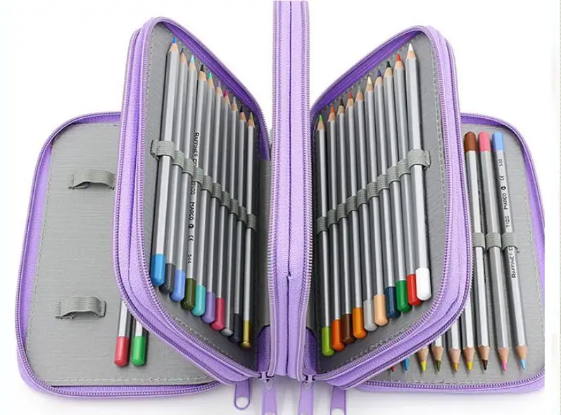 Perfect DHL Free 50 PCS/LOT Students Stationary Pen Eraser Pouch Organizer Bag 72 Inserting Large Capacity 4 Layers Pencil Holder Case 5