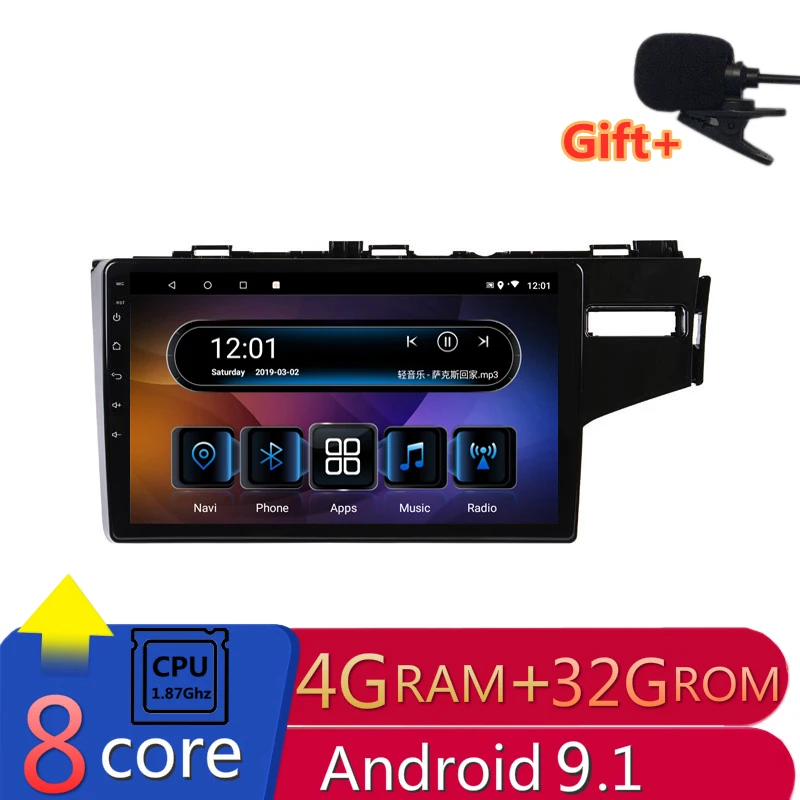 

4G RAM 2.5D IPS 8 core Android 9.1 Car DVD Multimedia Player GPS For honda Fit jazz Right driving 2014 15-2018 radio navigation