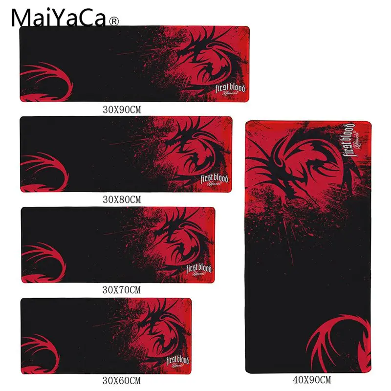 MaiYaCa скоростная версия E-sports коврик для мыши Противоскользящий Размер 31x75 см и 40x90 см для обоев с логотипом красного дракона
