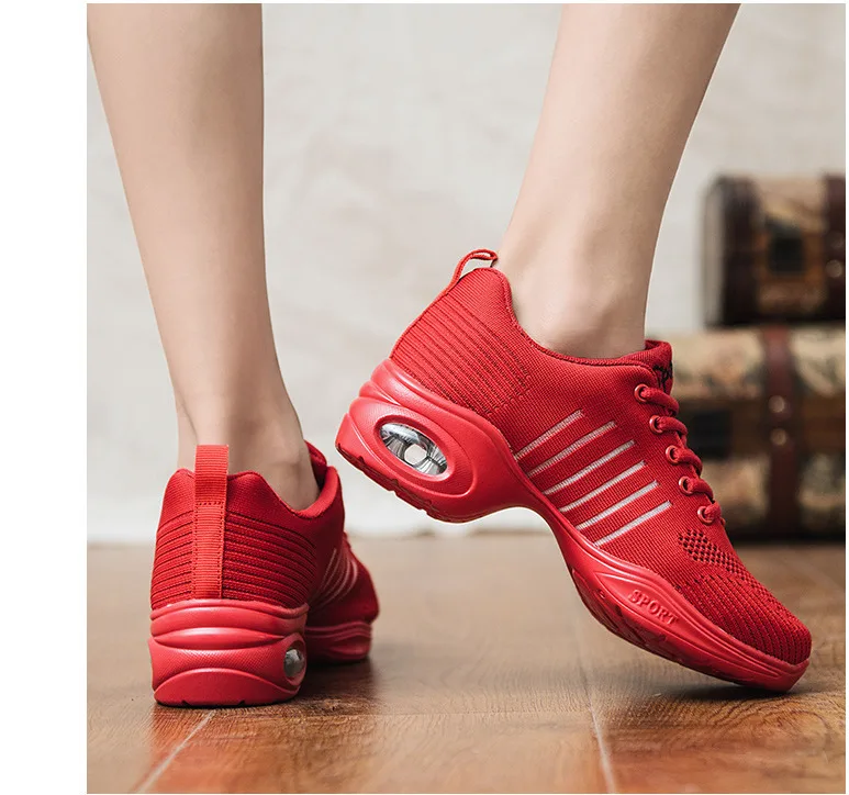 Женская дышащая обувь в стиле хип-хоп с мягкой подошвой; спортивные кроссовки для танцев; Современная танцевальная обувь для девочек; обувь для тренировок; цвет белый, черный