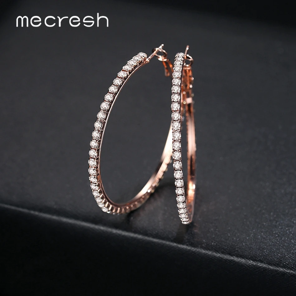 Mecresh простые большие круглые серьги-кольца для женщин брошь из горного хрусталя для девочек серебро розовое золото черный цвет летние круглые серьги MEH1371