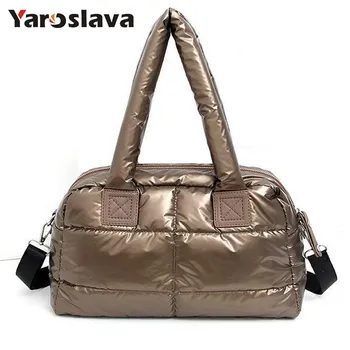 

2020 Winter Space Bale Woman Cotton Totes Feather Down Shoulder Bag birthday gift Designer lady handbag LL391