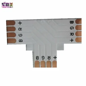 

free shipping 10mm 4pin T shape RGB PCB Board Connector with free soldering PVC connector for RGB LED Strip connec,10 pcs/lot