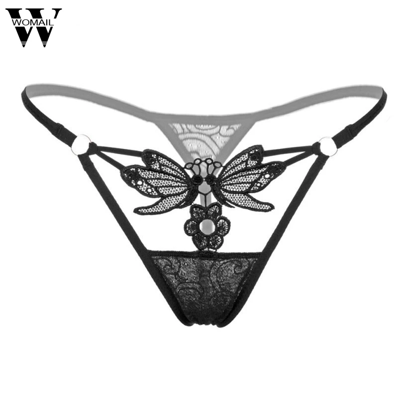 Sexy Lace Hollow Out Underwear Women Thongs Panties G String Amazing Solid color-in women's