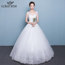Простое тонкое платье длиной до пола с v-образным вырезом Vestido De Noiva, Новое поступление года, свадебное платье с блестками, кружевное подвенечное платье больших размеров