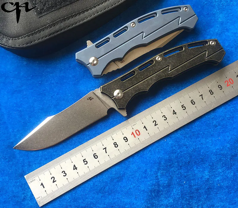 

CH 3009 Flipper folding knife D2 steel TC4 Titanium handle outdoor camping Tactics hunting pocket fruit Knives EDC tools