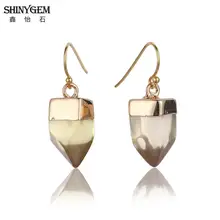 ShinyGem нерегулярные кварцевые висячие серьги цитрины аметисты натуральный кристалл серьги желтый фиолетовый Серьги с драгоценными камнями для женщин