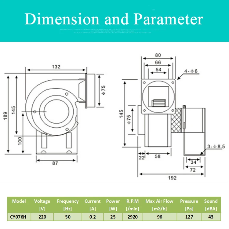 CY076H центробежные вентиляторы 25 Вт промышленный котел плита вентилятор sirocco вентилятор с высокой термостойкостью двигателя 220 В