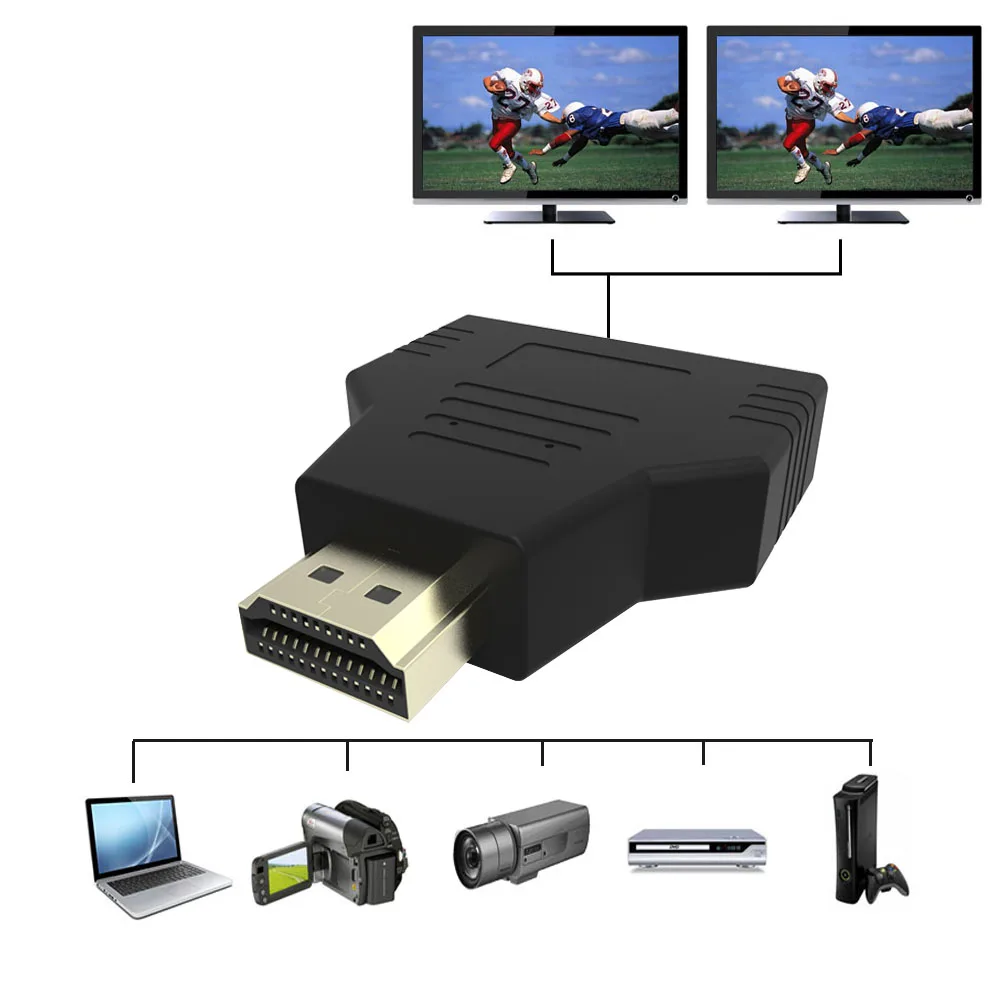 1080 وعاء منفذ hdmi ذكر إلى 2 أنثى 1x2 1 في 2 خارج الفاصل التبديل محول تحويل كابل v1.4 ل hdtv اللوحي العارض 1080 وعاء منفذ hdmi ذكر إلى 2 أنثى 1x2 1 في 2 خارج الفاصل التبديل محول تحويل كابل v1.4 ل hdtv اللوحي العارض