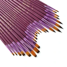 12 шт., набор кистей для рисования из нейлона фиолетового цвета для акварели, акриловые кисти для живописи маслом, товары для рукоделия