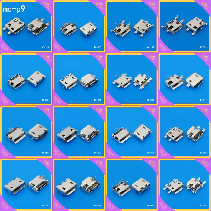 

JCD 16Models , Micro USB Jack 5P 5pin USB Charging Socket Connector Mix SMD DIP V8 Port Charging Data Plug