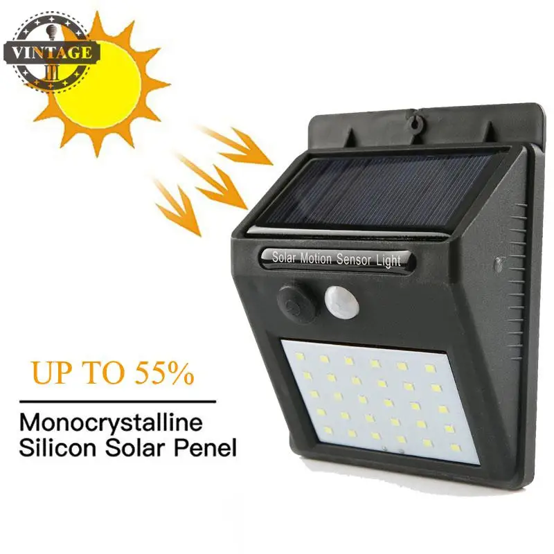 

Outdoor 30 LED Solar Waterproof Security Panel Power PIR Motion Sensor Wall Lamp Wireless Path Yard Garden Fence Night Light