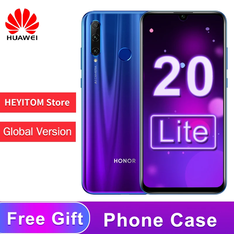 

Global Version Honor 20 lite Mobile Phone 6.21 inch Octa Core Face Fingerprint Unlock Smartphone Android 9.0 honor 20 i