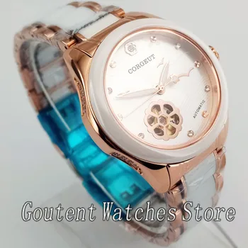 

Corgeut 33mm Luminous Hands Lady Women Sapphire Glass Rose Gold Case Automatic Watch