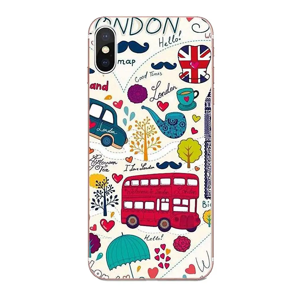 Лондонский автобус Биг Бен для Apple iPhone 4 4S 5 5C 5S SE 6 6S 7 8 Plus X XS Max XR Мягкий Силиконовый