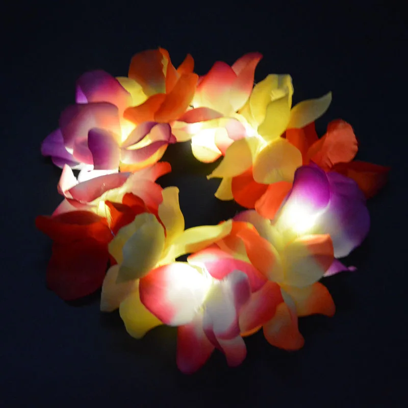 Светильник, светящийся светодиодный гавайский танец хула Luau цветок Leis гирлянда ожерелье Цветочный венок свадьба рейв неоновый День рождения украшения