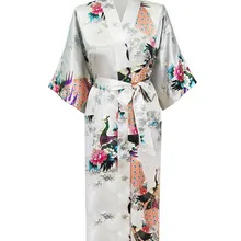 Белый Женский Искусственный шёлковый банный халат в китайском стиле Женская одежда для сна кимоно банное платье размер S M L XL XXL XXXL Mujer Pijama S0032
