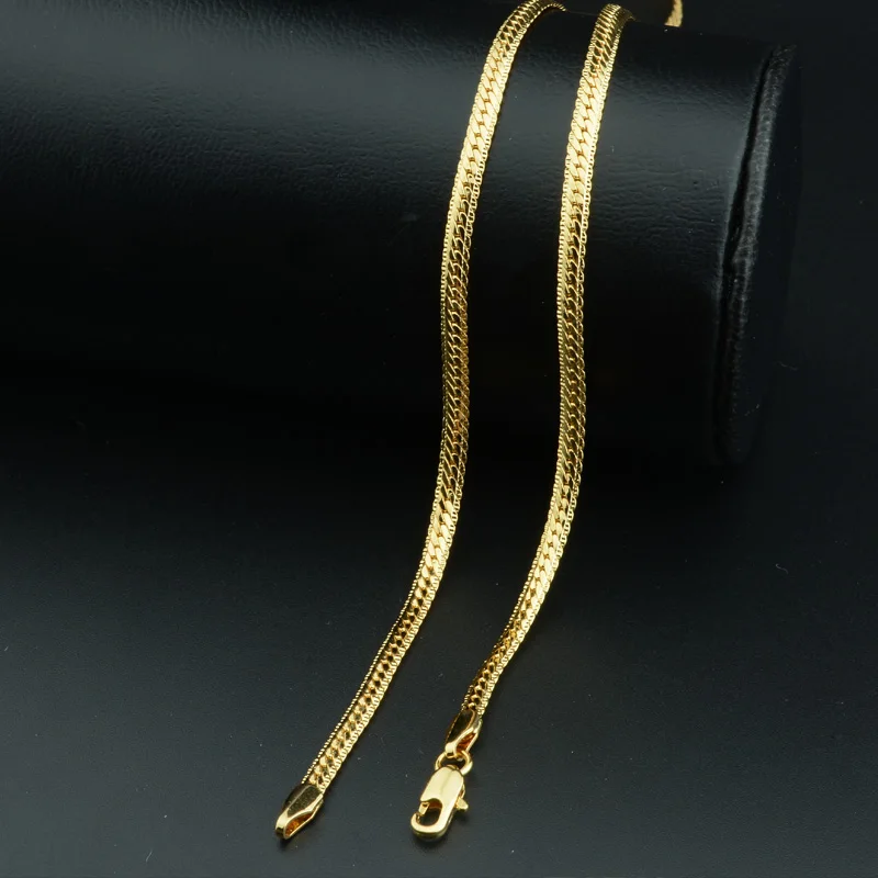 1pcs 3mm 4mm Width Herringbone Snake Chains Yellow Gold Color Necklace Men Women Wholesale