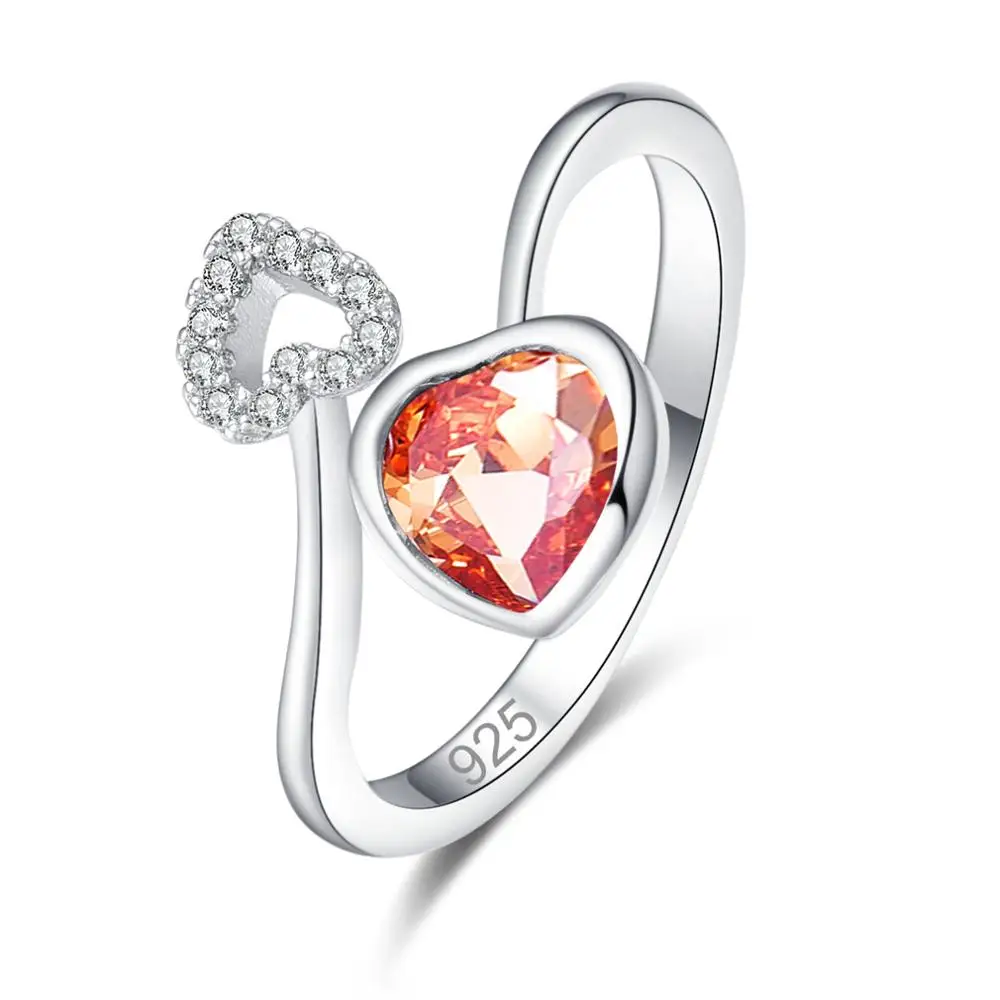 Double Heart Fashion Garnet &amp White 925 Silver Ring Wedding Romantic Jewelry | Украшения и аксессуары