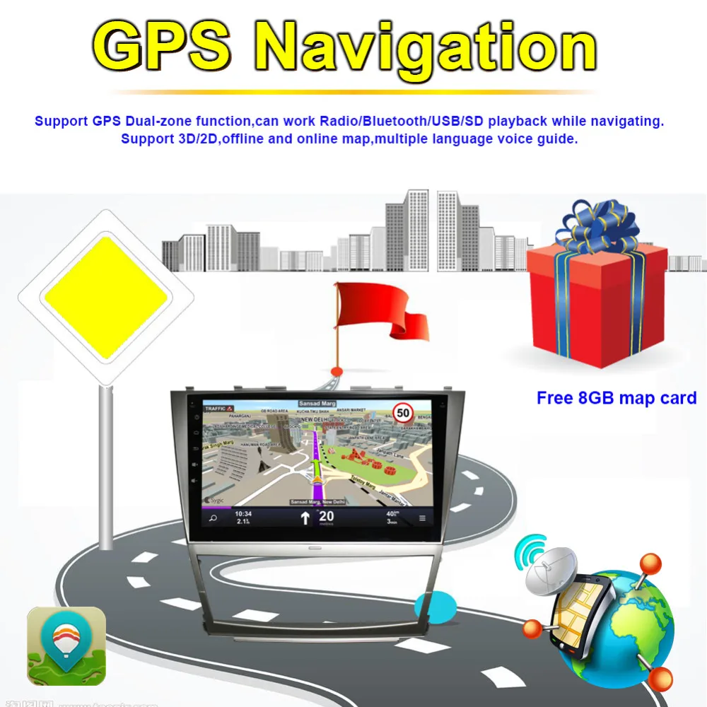 10 1 ''Android 8 0 Octa Core 4 Гб RAM IPS экран автомобильный GPS навигатор с Bluetooth для Toyota Camry 2007