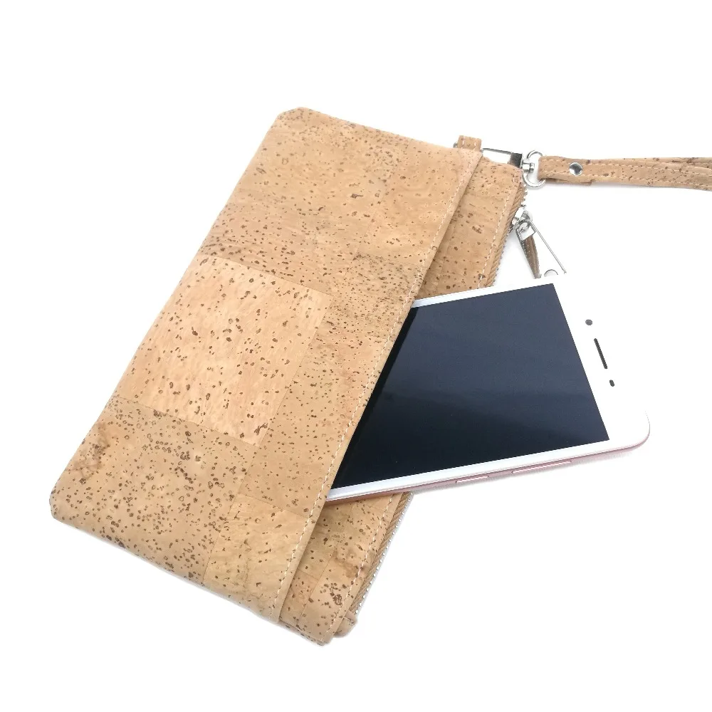 Classic Women's Cork Clutch with Cell Phone Purse for Vegan Fashion Wooden Handbag