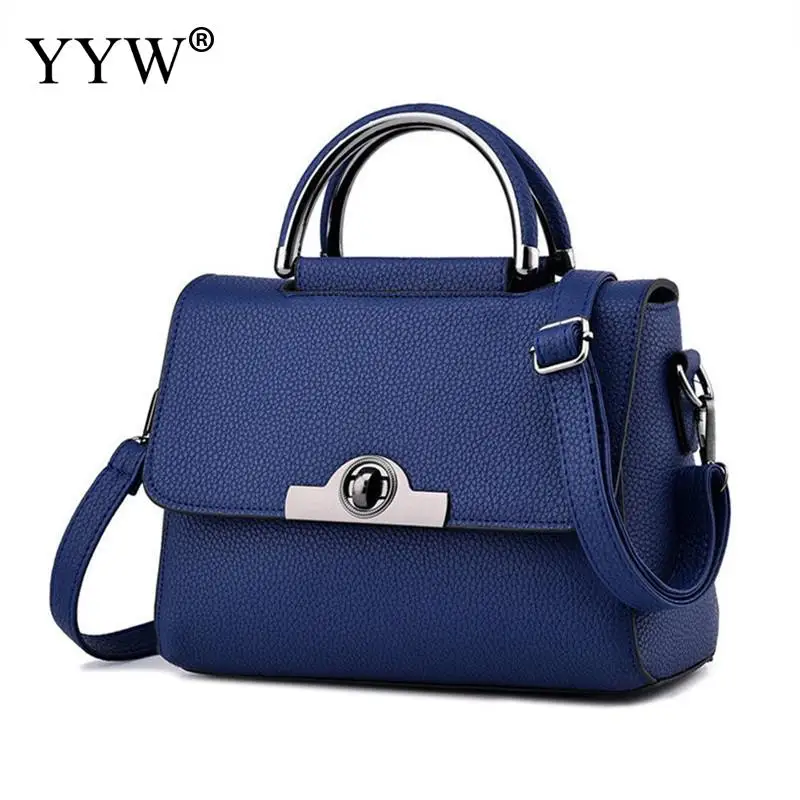 

2018 Women Bags Pu Leather Top Handle Hand Bags Clutch Bags Designer Mini Office Shoulder Handbag Blue Flap Bolso Mujer Purse