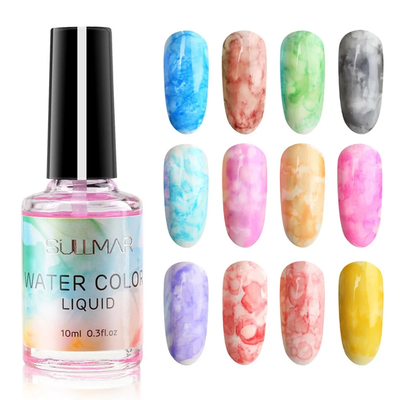 

New Products UV Watercolors Ink Marble Nail Polish Art Smoke Color Smudge Bubble Armor Color Smudge Nail Gel Art Tool DIY