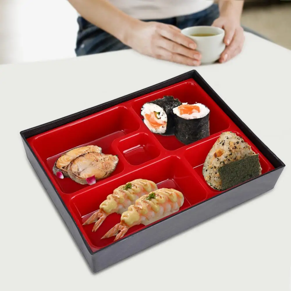 Japanese Bento Box ABS Lunch Box Wood Grain Food Container With Lid