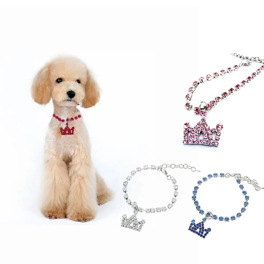 Crown Pendant Dog Cat Puppy Collar Rhinestone Necklace Outdoor Pet Accessories | Дом и сад