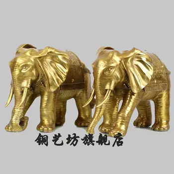 

16'' China Bronze Feng Shui Lucky Elephant Blessing Statue A pair