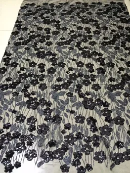 

2018 Latest African French Lace Fabric Quality And Black Sequins African Lace Fabric For Wedding Lemon Green African Lace