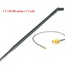 3 шт./лот Wi-Fi антенна 2,4 ГГц 9dbi с RP-SMA разъемом для беспроводного маршрутизатора+ IPX к RP-SMA разъему