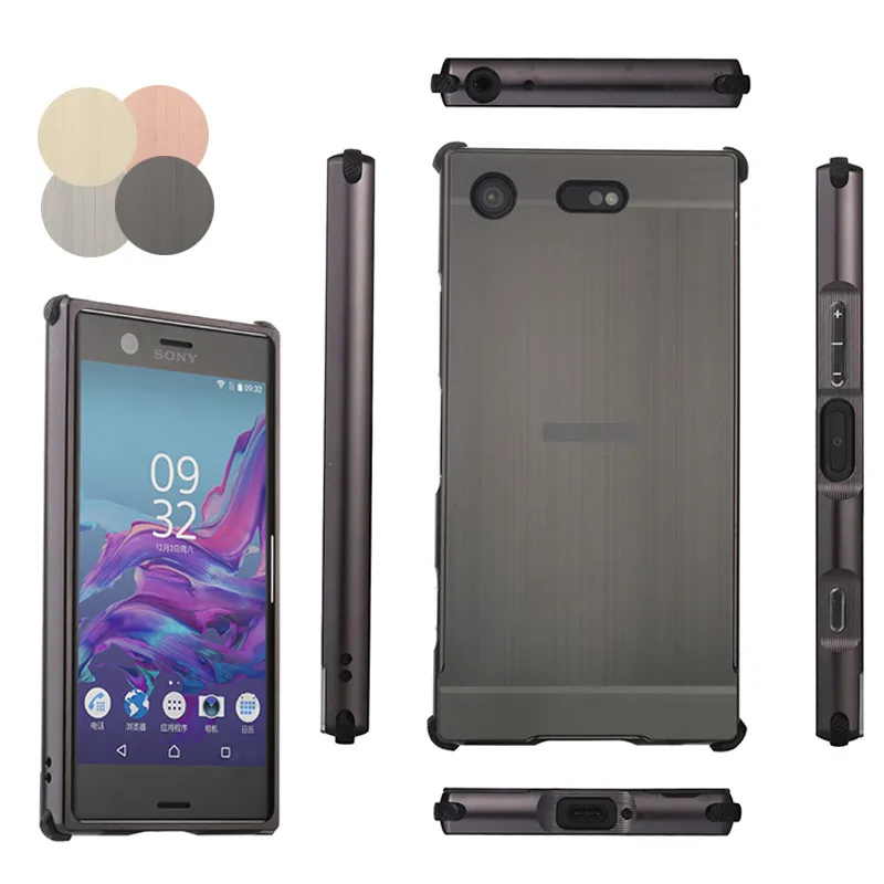 

For Sony Xperia XZ1 Compact Anti-Knock Case Plating Metal Frame Cover with Brushed Back Cover Case for Sony Xperia XZ1 Compact