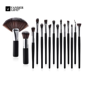 

VANDERLIFE 2018 New Makeup Brushes 15PCS Kit Wooden Make Up Brush Soft Synthetic Beauty Collection Set