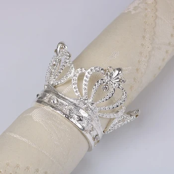 

Alloy with Diamond Crown Napkin Ring Handmade Exquisite Napkin Buckle Napkin Holder for Hotel Wedding Party Table Decoration