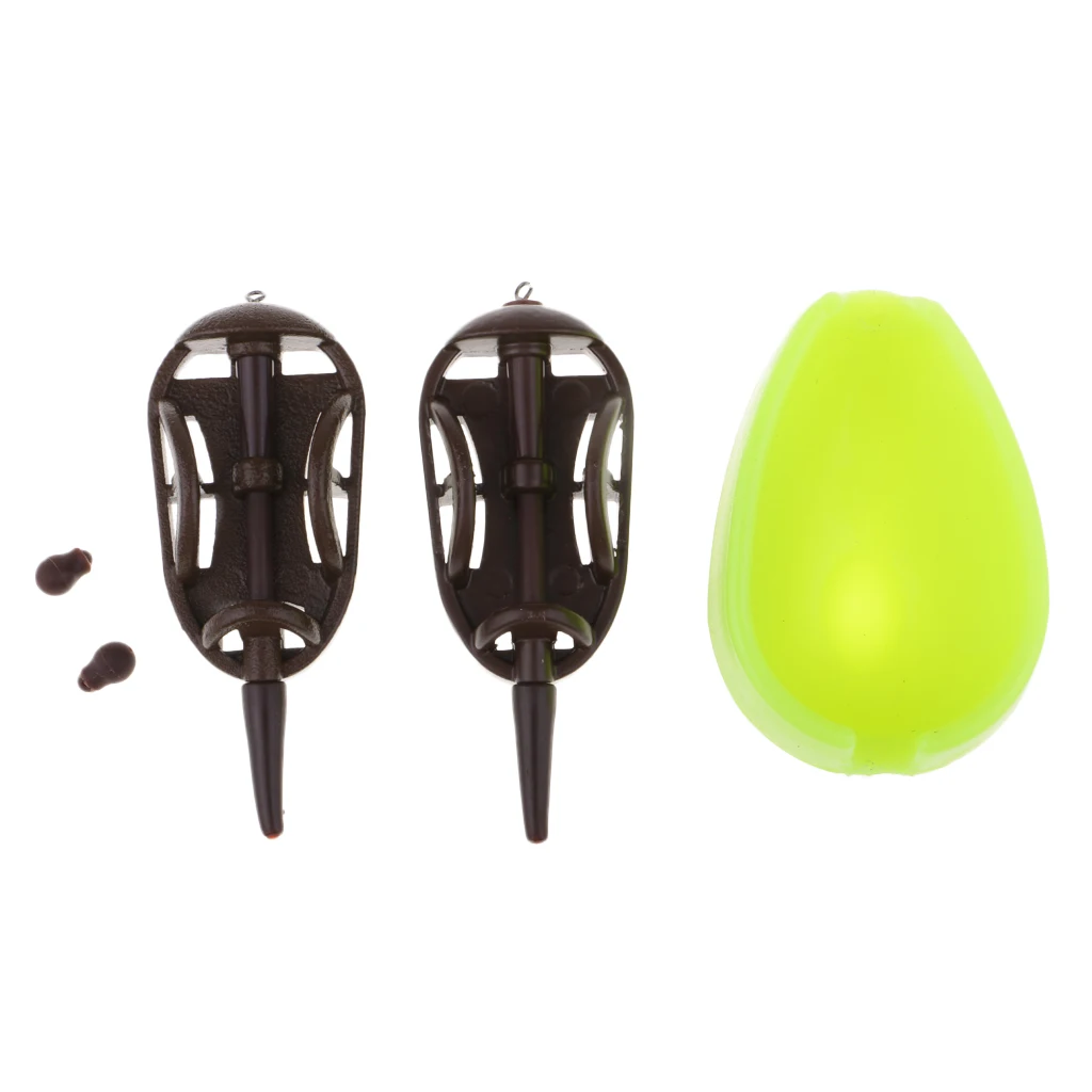2 pcs Alloy Fishing Inline Safe Method Feeder with 1 Mould Range Set Carp & Bead Multi-functional Fishing Tackle 