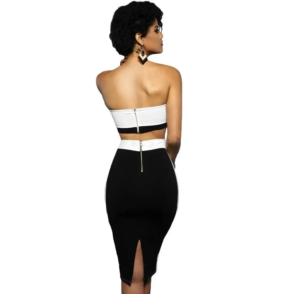 white bandeau and skirt set