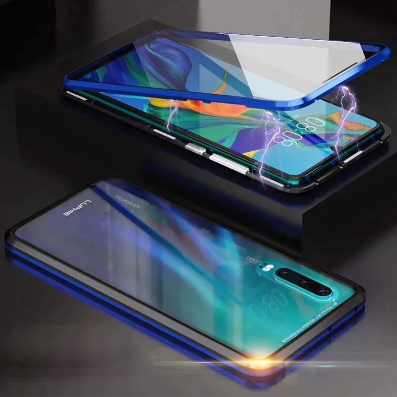 Передний и задний двухсторонний стеклянный Магнитный чехол для huawei P30 Pro mate 20 360